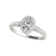 GIA Certificato 1,71 Carati Oval Halo Pave Cathedral  Anello con diamante