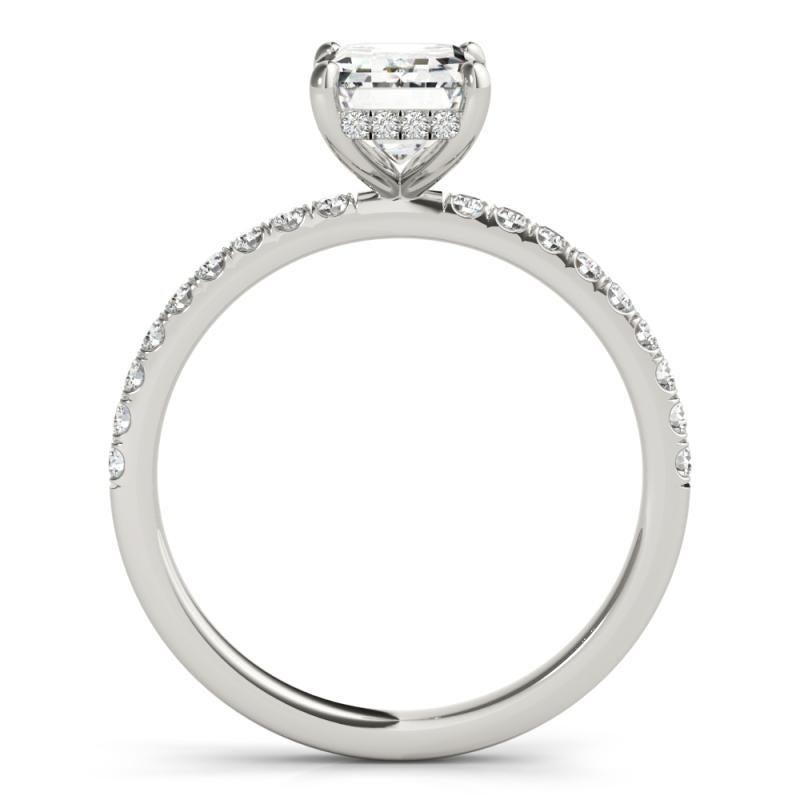 GIA Certified 1,71 Carat Pave Hidden Halo Emerald 18K White Gold Diamond Ring In condizioni Nuovo in vendita a New York, NY
