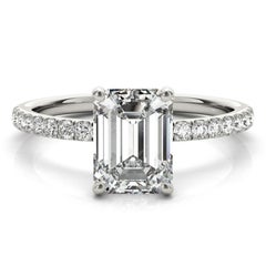 GIA Certifié 1.71 Carat Pave Hidden Halo Emerald  Bague en diamant