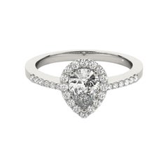 GIA Certificato 1,71 Carati Pear Halo Pave Openwork Anello con diamante