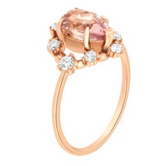 GIA Certified 1.71 Carat Pear Shape Pink Sapphire 18k RG Halo Diamond Ring