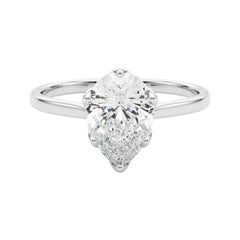 GIA Certified 1.71 Carat Pear Solitaire Tulip Rose Diamond Ring