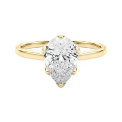 GIA Certified 1.71 Carat Pear Solitaire Tulip Rose Diamond Ring