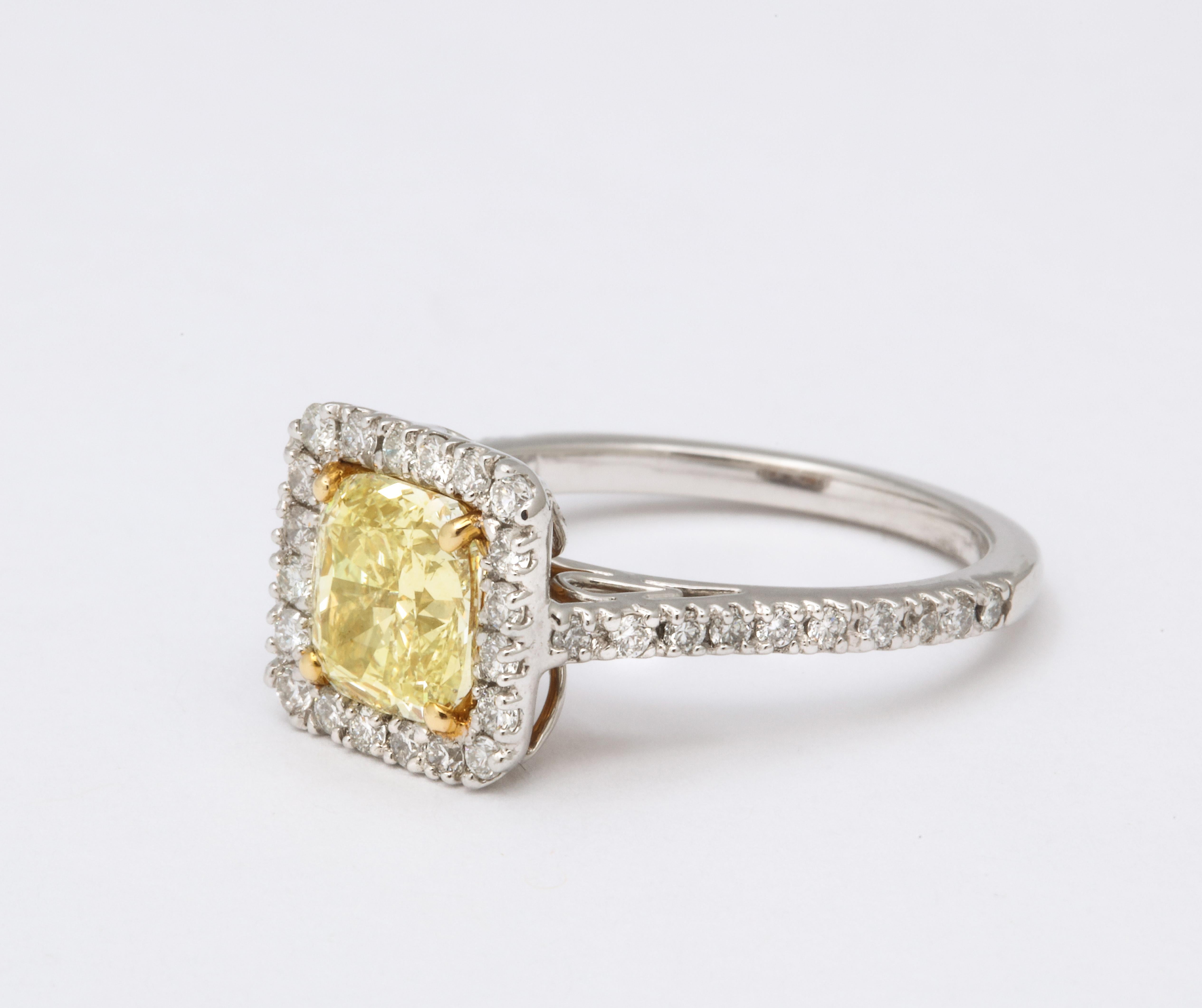 Women's or Men's GIA Certified 1.71 Carat Yellow Diamond Engagement Ring For Sale