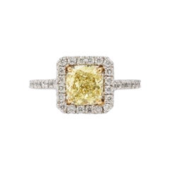 GIA Certified 1.71 Carat Yellow Diamond Engagement Ring