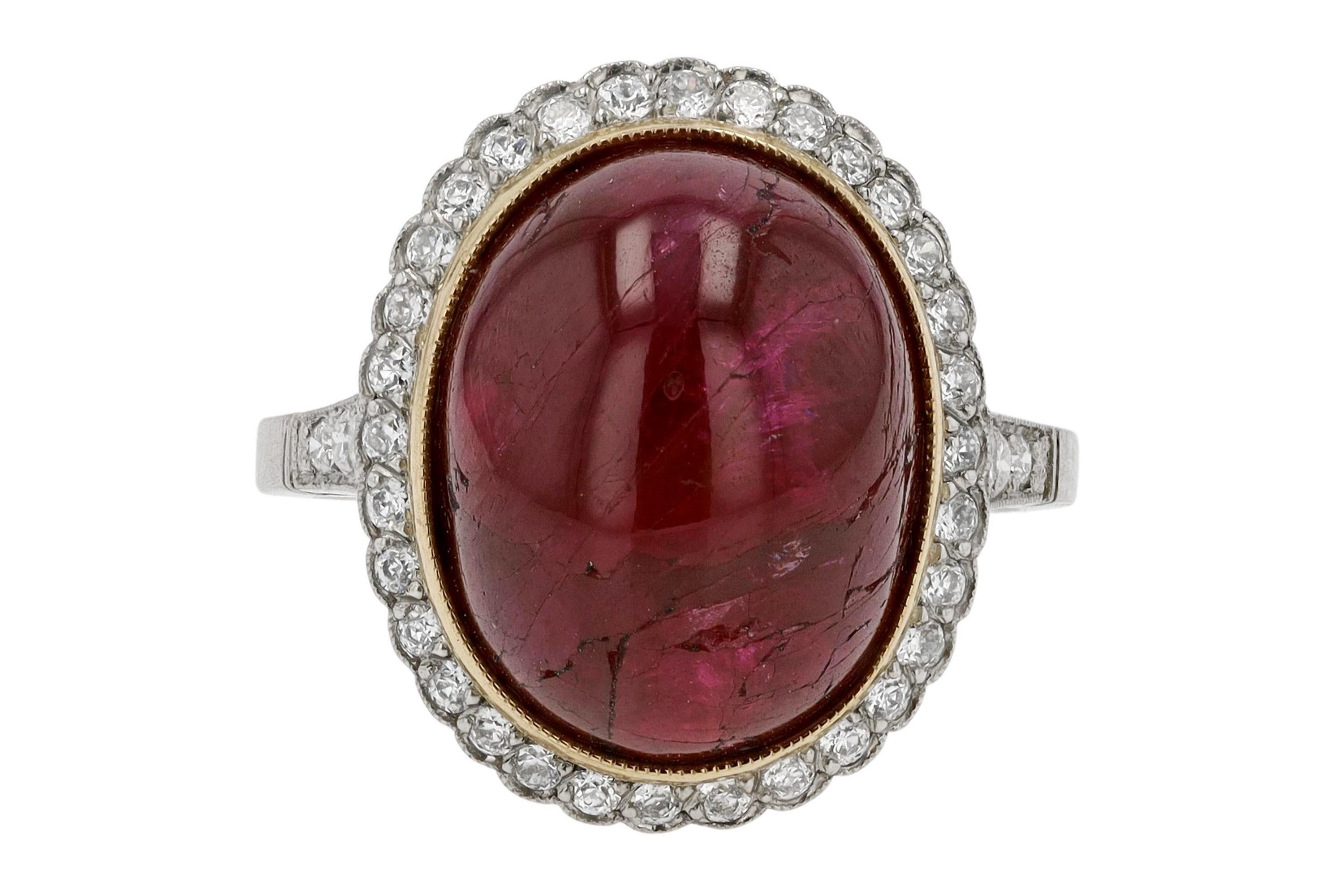 Art Deco GIA Certified 17.15 Carat Unheated Ruby Ring For Sale