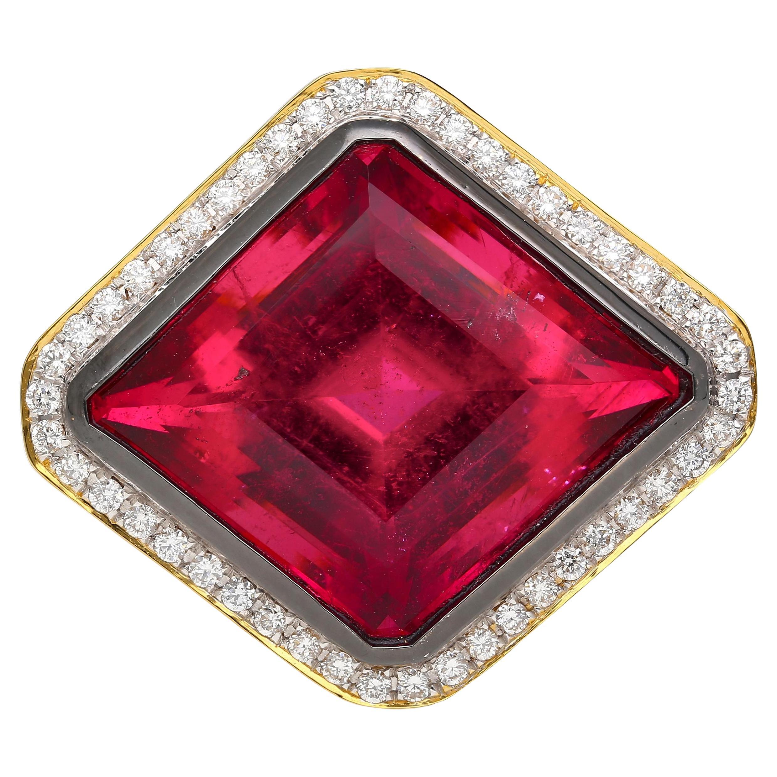 Anillo de turmalina roja rubelita de 17,16 quilates, certificado por el GIA