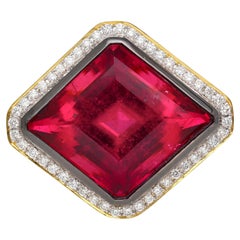Anillo de turmalina roja rubelita de 17,16 quilates, certificado por el GIA