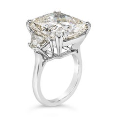 GIA Certified 17.18 Carats Cushion Cut Diamond Three-Stone Engagement Ring