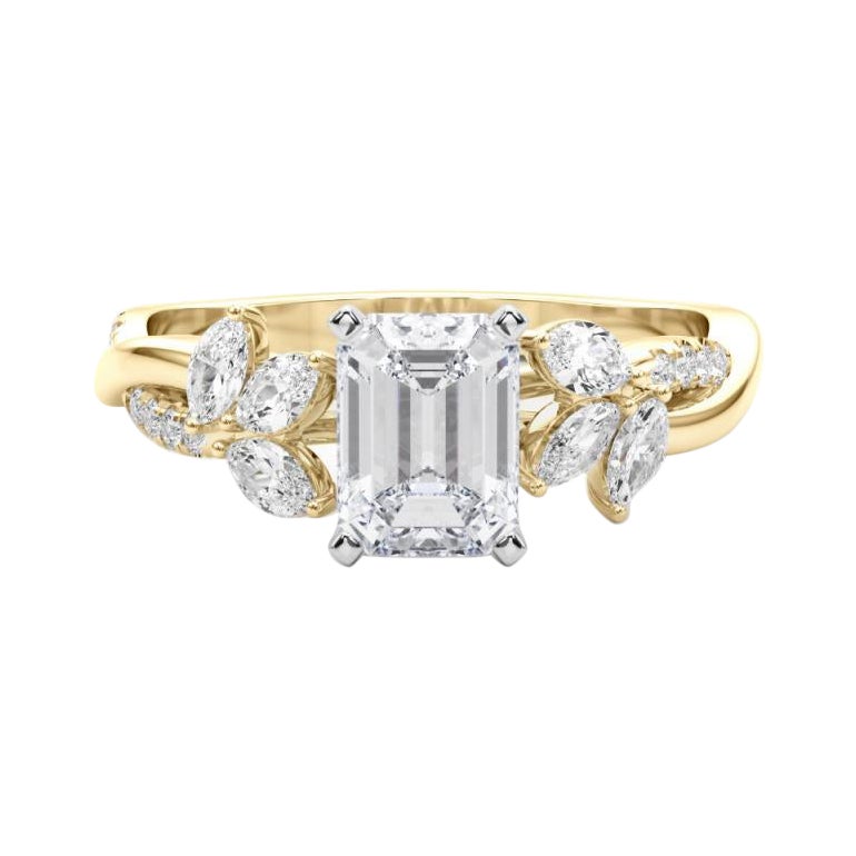 GIA zertifiziert 1,71ct Smaragd entwined Garten Blume Rebe Diamant-Ring