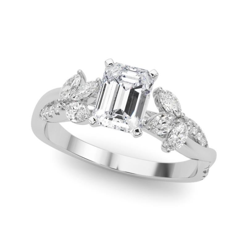 GIA zertifiziert 1,71ct Smaragd entwined Garten Blume Rebe Platin Diamant-Ring (Smaragdschliff) im Angebot