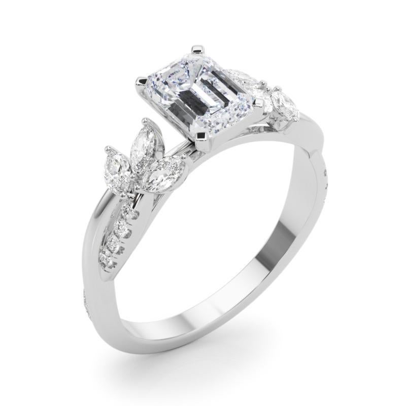 GIA zertifiziert 1,71ct Smaragd entwined Garten Blume Rebe Platin Diamant-Ring Damen im Angebot