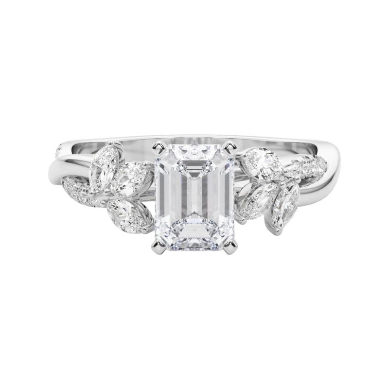 GIA zertifiziert 1,71ct Smaragd entwined Garten Blume Rebe Platin Diamant-Ring