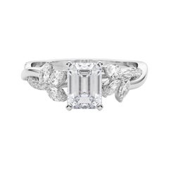 GIA zertifiziert 1,71ct Smaragd entwined Garten Blume Rebe Platin Diamant-Ring