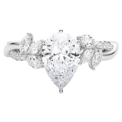 Anello con diamante GIA certificato 1.71ct Pear Entwined Garden Flower Vine