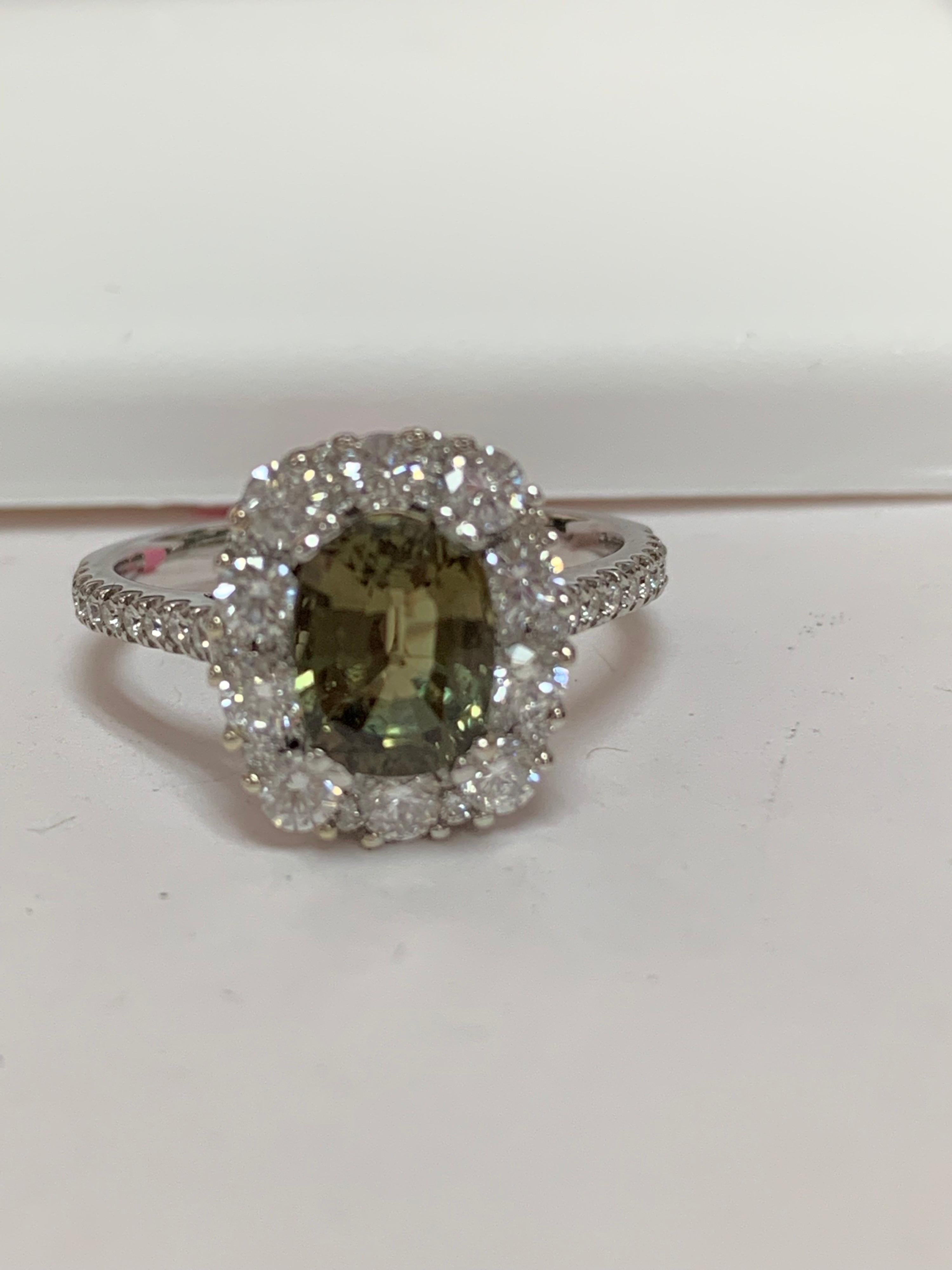 Contemporary GIA Certified 1.72 Carat Alexandrite Ring For Sale