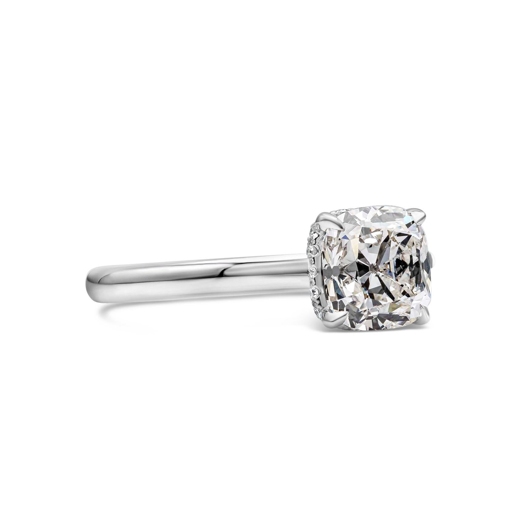 GIA-zertifizierter 1,72 Karat antiker Diamant-Solitär-Verlobungsring mit Kissenschliff (Zeitgenössisch) im Angebot