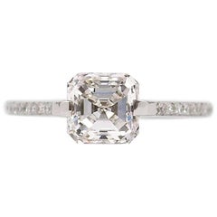 GIA Certified 1.72 Carat Asscher Cut E VS2 Diamond Ring by J. Birnbach GIA Certified 1.72 Carat Asscher Cut E VS2 Diamond Ring by J. Birnbach