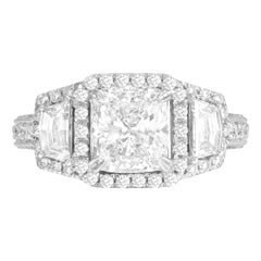 GIA Certified 1.72 Carat Cushion Cut Natural Diamond Ring in 18 Karat Gold ref94