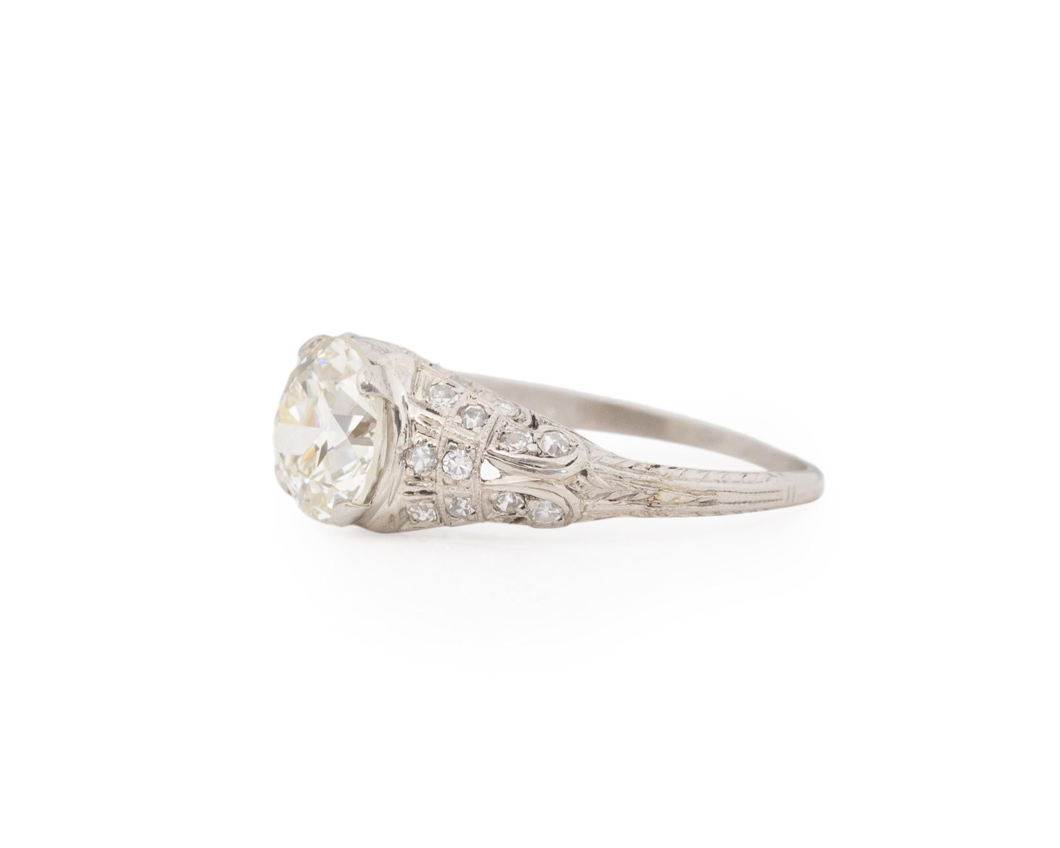 Art Deco GIA Certified 1.72 Carat Diamond Engagement Ring  For Sale