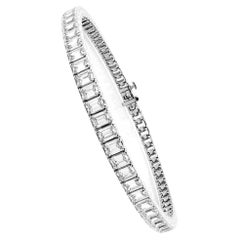 GIA Certified 17.2 Carat Emerald Cut Tennis Bracelet+43PT+18K WG