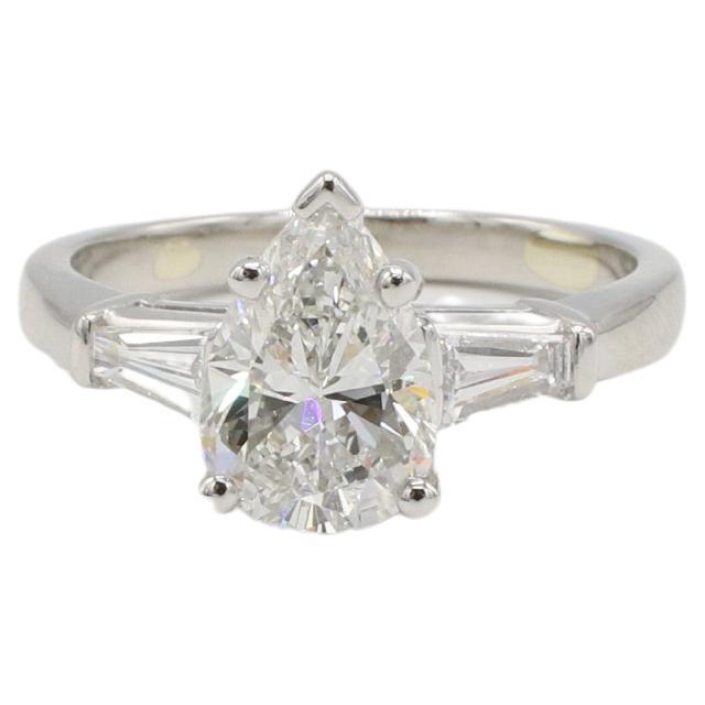 GIA Certified 1.72 Carat G SI1 Pear Shape Natural Diamond Engagement Ring