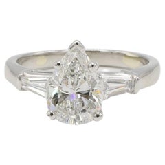 GIA Certified 1.72 Carat G SI1 Pear Shape Natural Diamond Engagement Ring