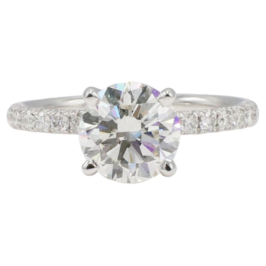 GIA Certified 1.72 Carat I VS2 Round Natural Diamond White Gold Engagement Ring 