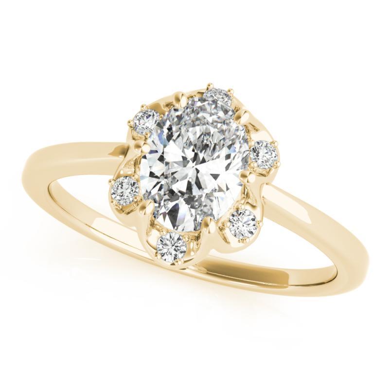 Contemporaneo GIA Certified 1,72 Carat Oval Raindrop Tulip Anello con diamanti in oro giallo 18K in vendita