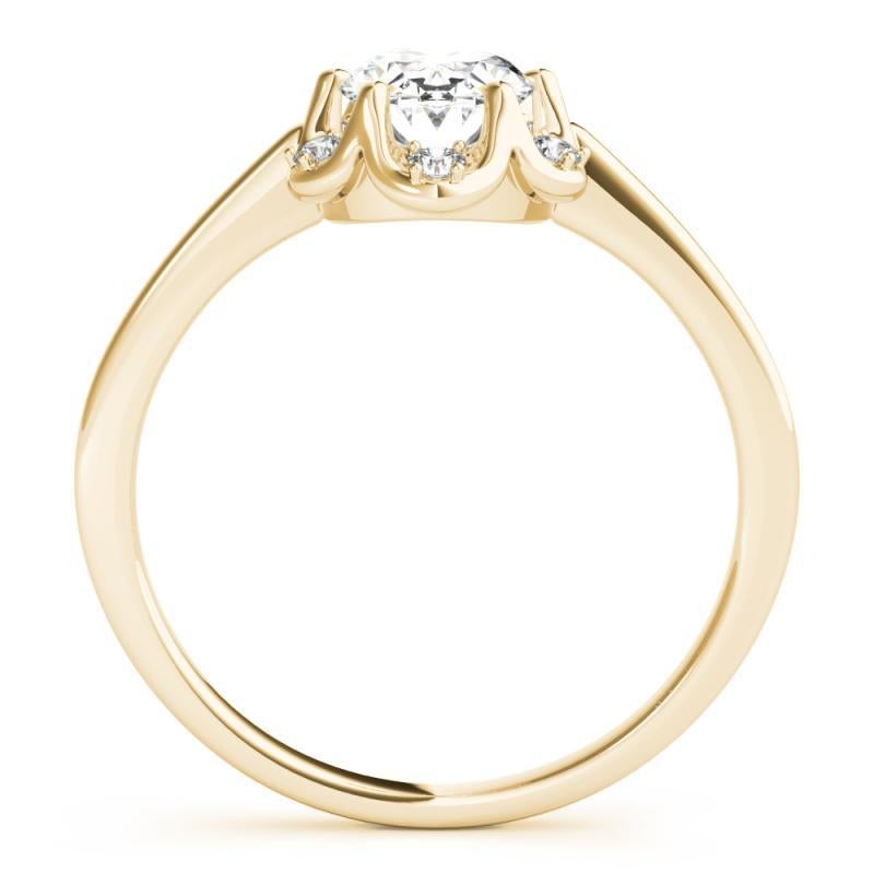 Taglio ovale GIA Certified 1,72 Carat Oval Raindrop Tulip Anello con diamanti in oro giallo 18K in vendita