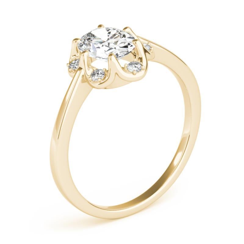GIA Certified 1,72 Carat Oval Raindrop Tulip Anello con diamanti in oro giallo 18K In condizioni Nuovo in vendita a New York, NY