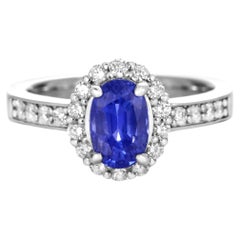 GIA Certified 1.72 Carat Unheated Sapphire and Diamond Ring made in Platinum