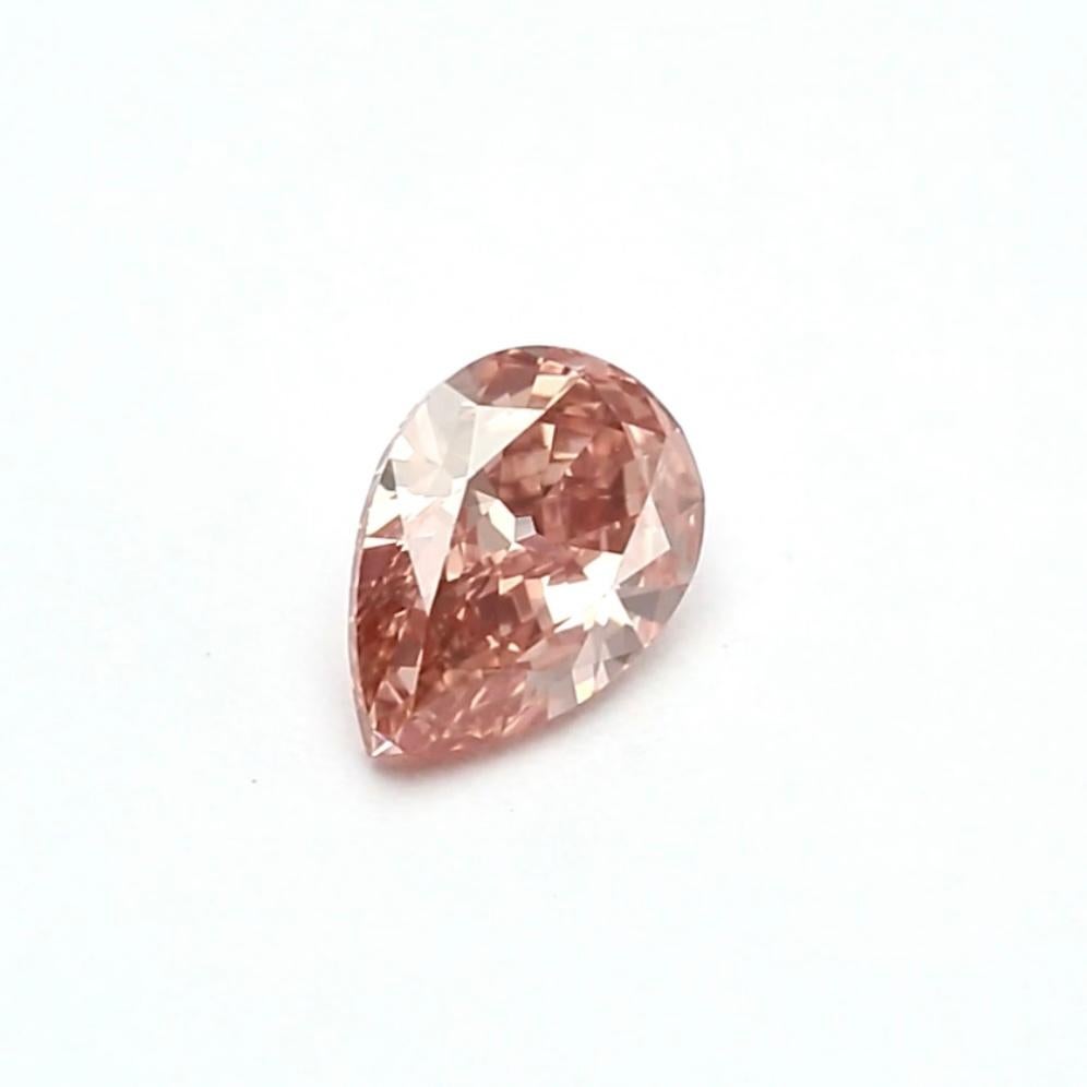 Pear Cut GIA Certified - 1.72 Carats Fancy Intense Orangy Pink Diamond For Sale