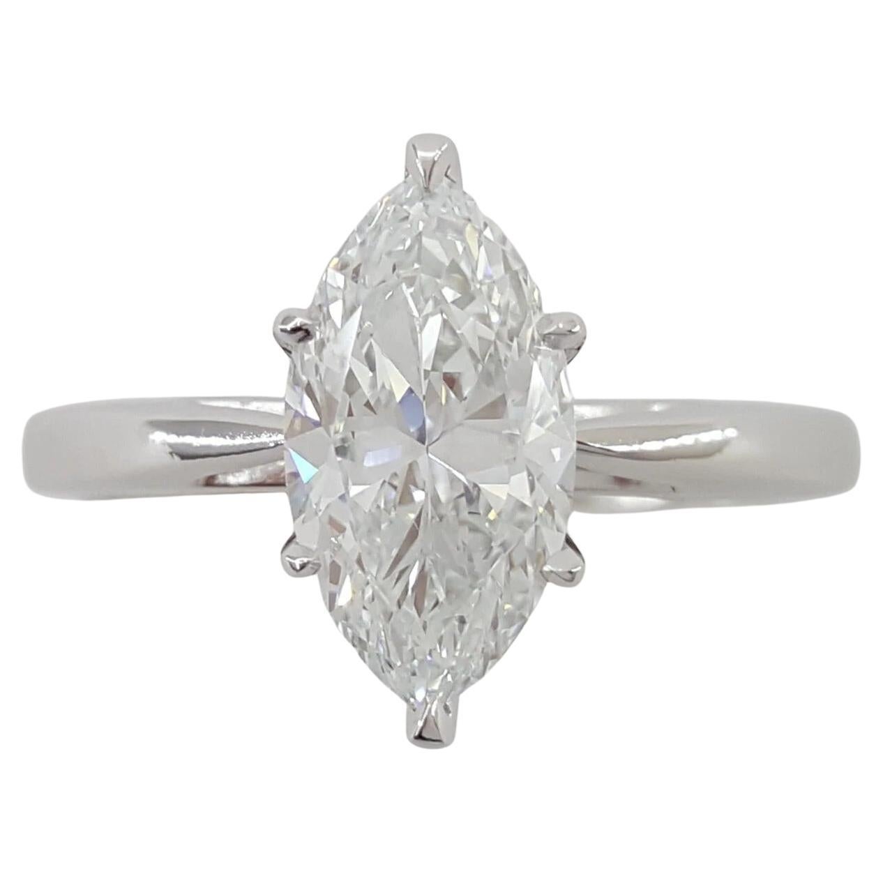 GIA Certified 1.72 ct Marquise Brilliant Cut Diamond Solitaire Ring