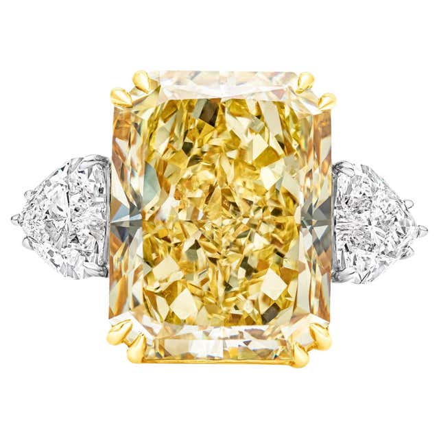 GIA Certified 3.25 Carat Yellow Diamond Interlocking Heart Shank ...