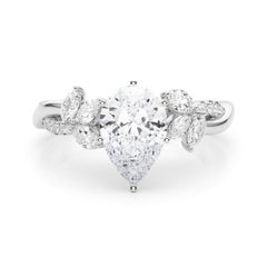 GIA zertifiziert 1.72ct Birne verflochten Garten Blume Rebe Platin Diamant Ring