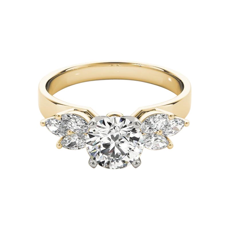 Bague à diamants multiples certifiée GIA de 1,72 ct de diamants ronds et marquis en grappe