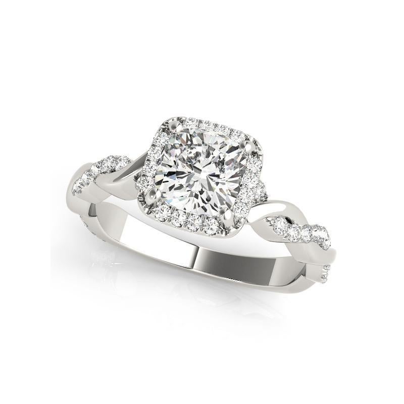 Anillo de diamantes en platino con halo de cojín cuadrado y banda trenzada de 1,73 quilates con certificación GIA en Nuevo estado para la venta en New York, NY