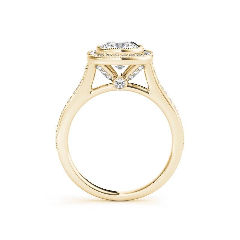 Taglio cuscino GIA Certified 1.73 Carat Halo Cushion Cathedral Milgrain Diamond Ring in vendita