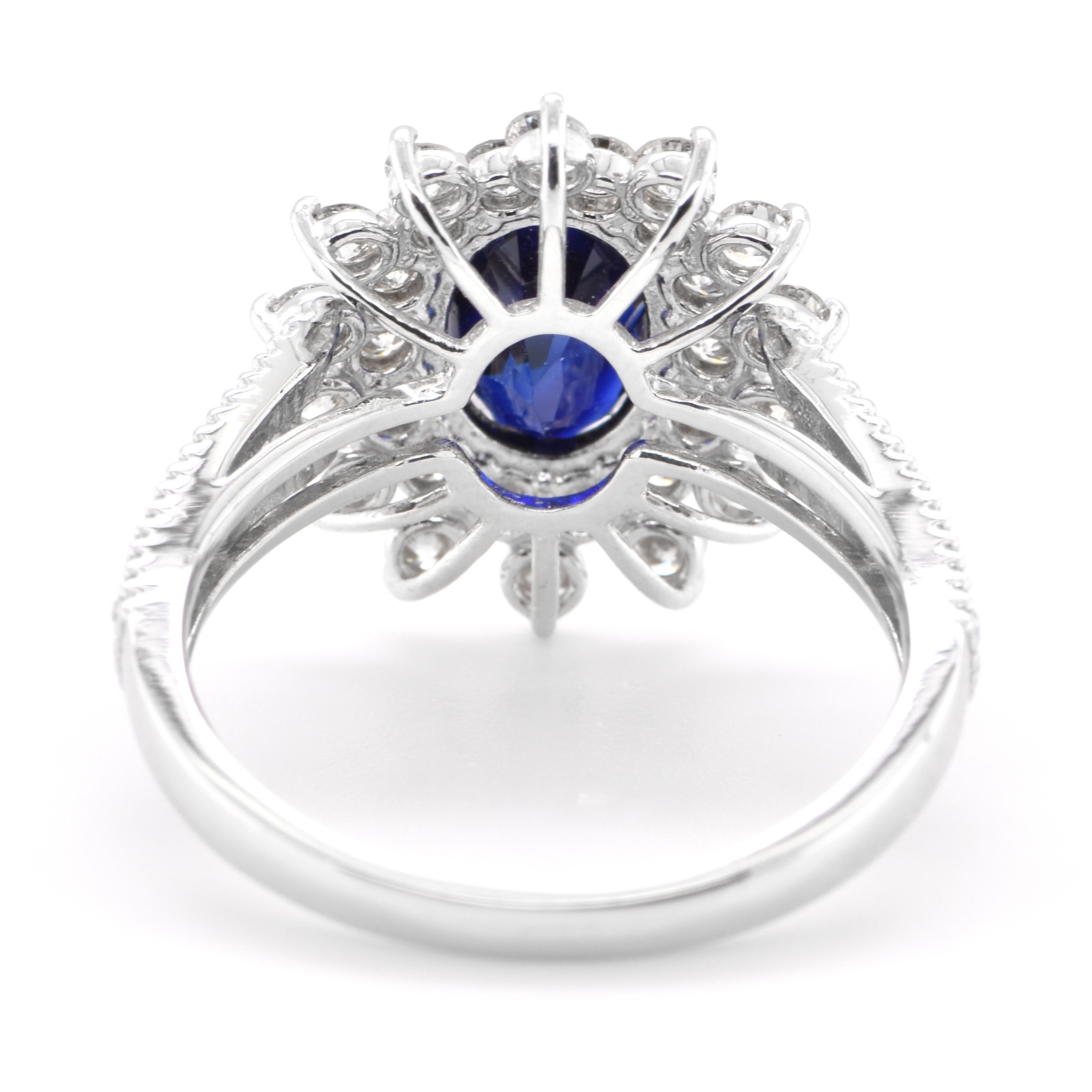 GIA Certified 1.73 Carat Natural African Blue Sapphire Ring Set in Platinum In New Condition In Tokyo, JP