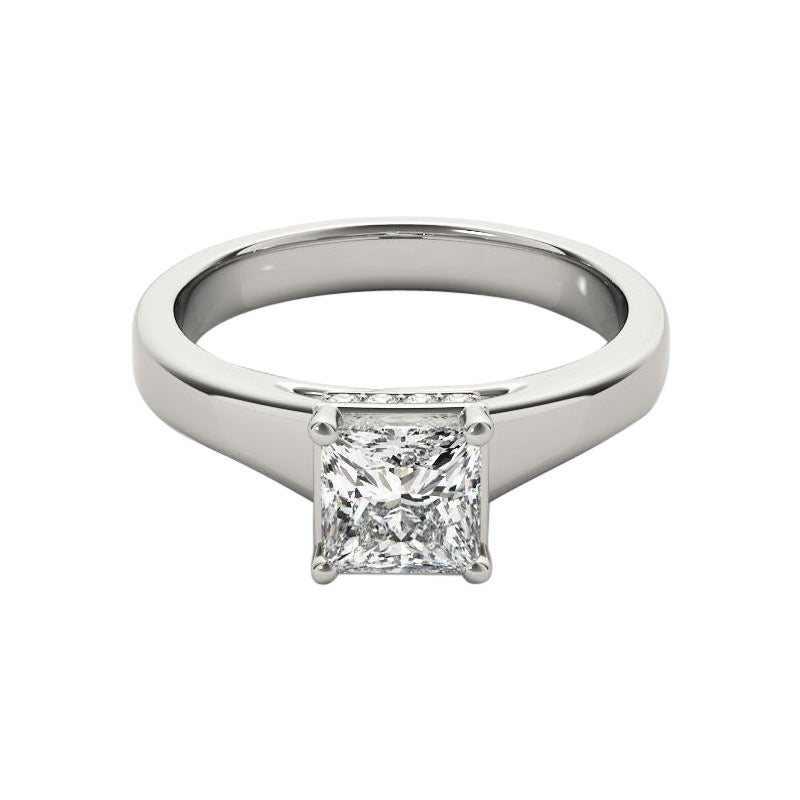 GIA Certified 1.73 Carat Princess Hidden Halo Trellis Platinum Diamond Ring