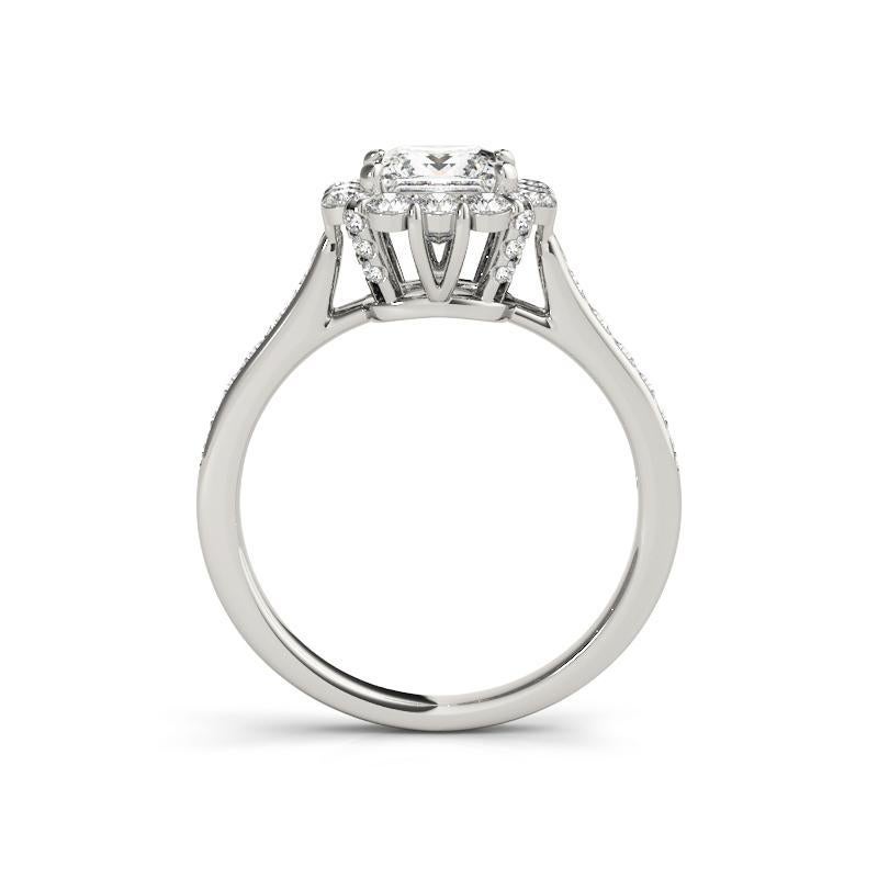 Taglio princess GIA Certified 1.73 Carat Princess Square Halo Basket Diamond Ring in vendita
