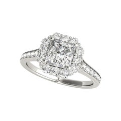 GIA Certified 1.73 Carat Princess Square Halo Basket Diamond Ring