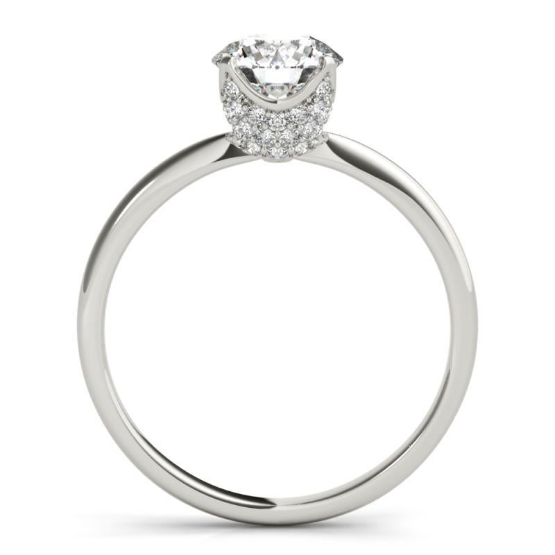 Taille ronde Bague en diamant certifié GIA de 1,73 carat solitaire rond Tulip Pave en vente
