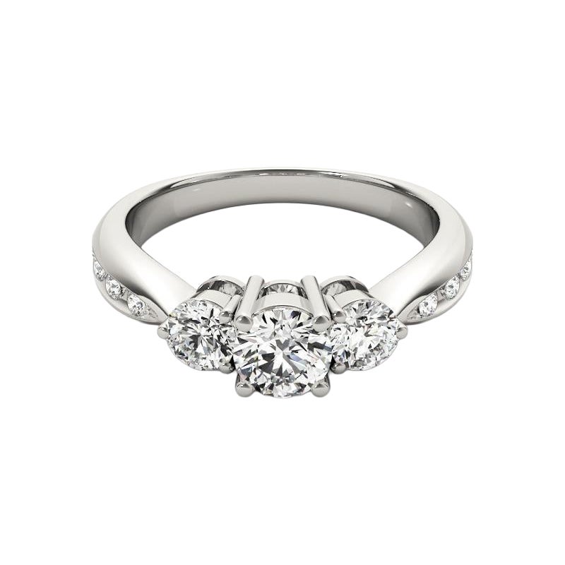 GIA Certified 1.73 Carat Three-Stone Round & Channel Platinum Diamond Ring