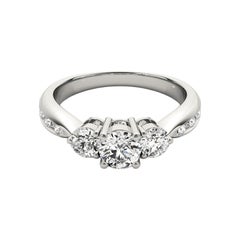 GIA Certified 1.73 Carat Three-Stone Round & Channel Platinum Diamond Ring