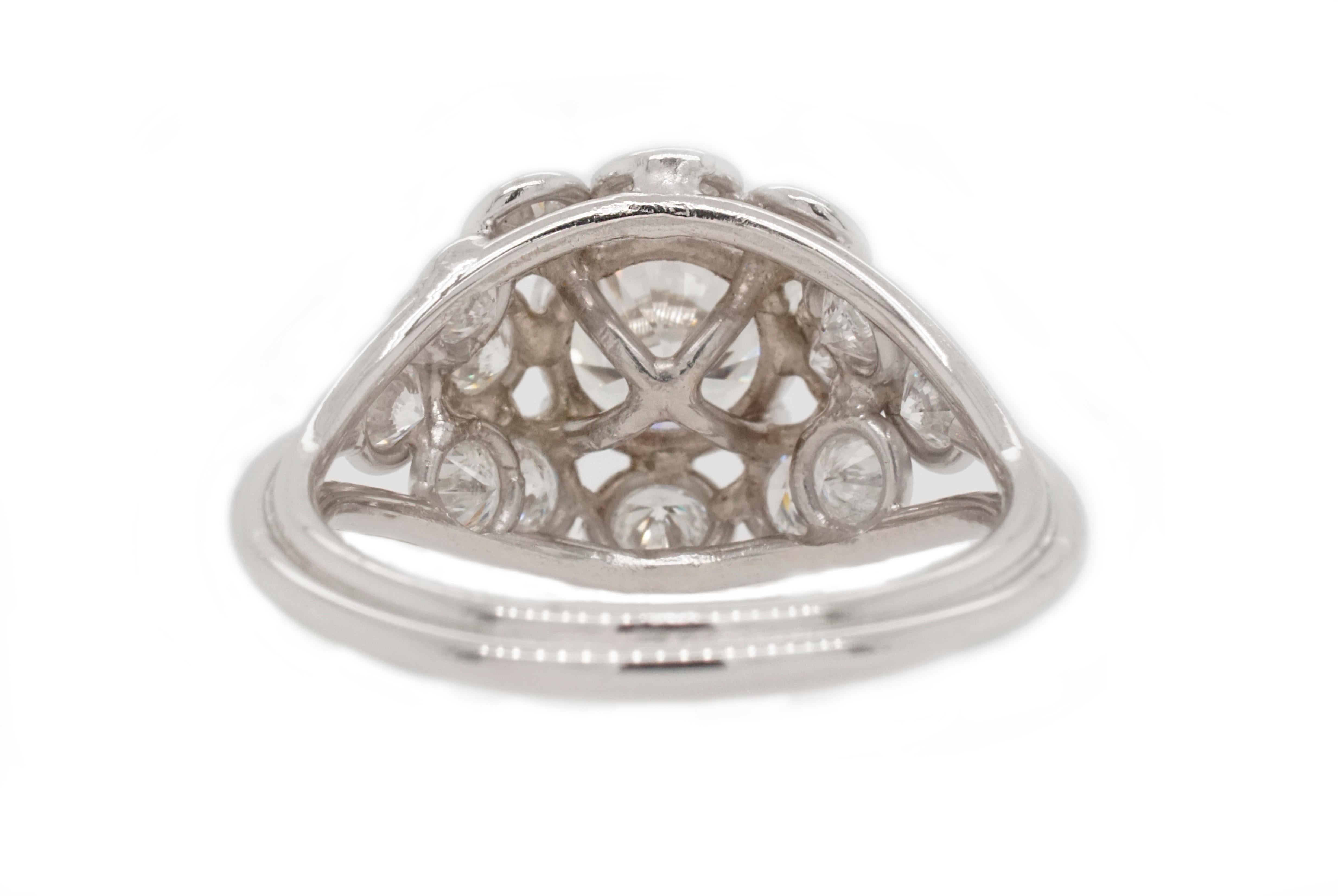 Art Deco GIA Certified 1.73 Carat Diamond Ring For Sale