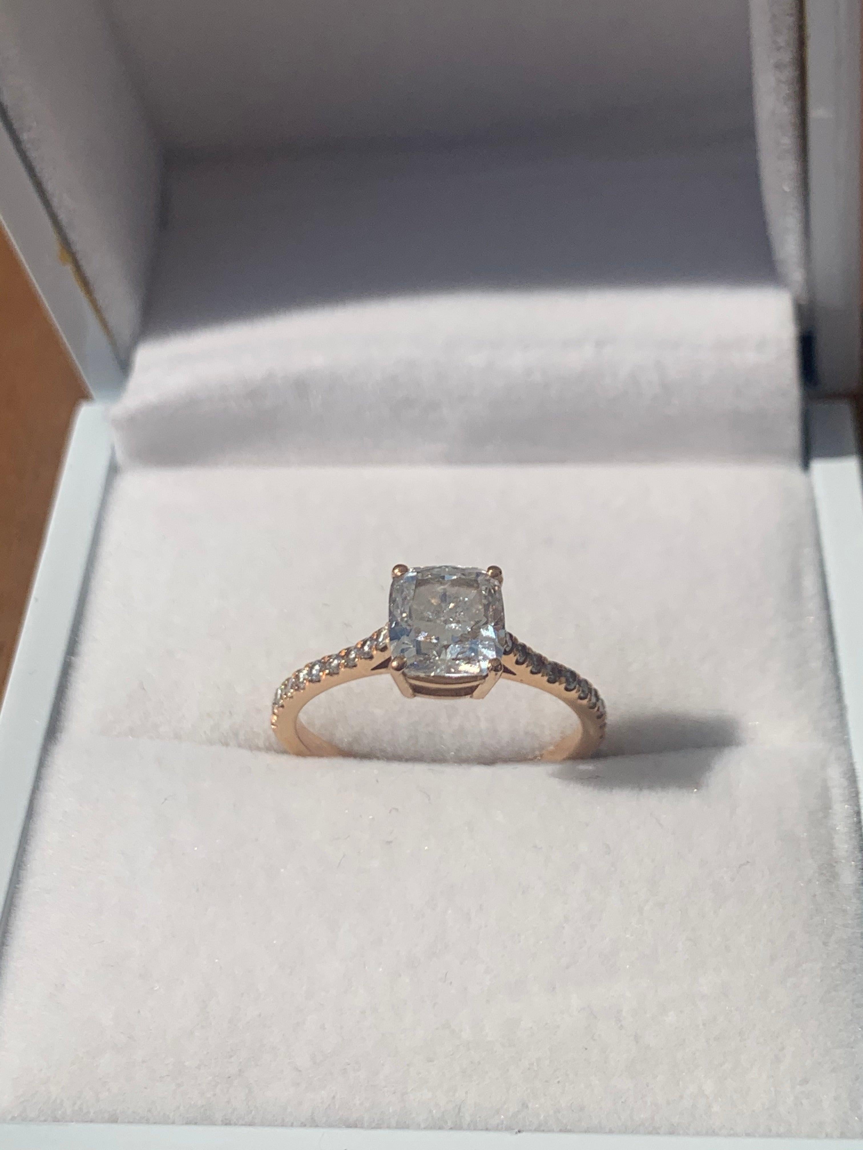 For Sale:  GIA Certified 1.74 Carat Cushion Cut Diamond Engagement Ring 4