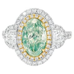 GIA Certified 1.74 Carat Fancy Light Greenish Yellow SI2 Clarity Diamond Ring