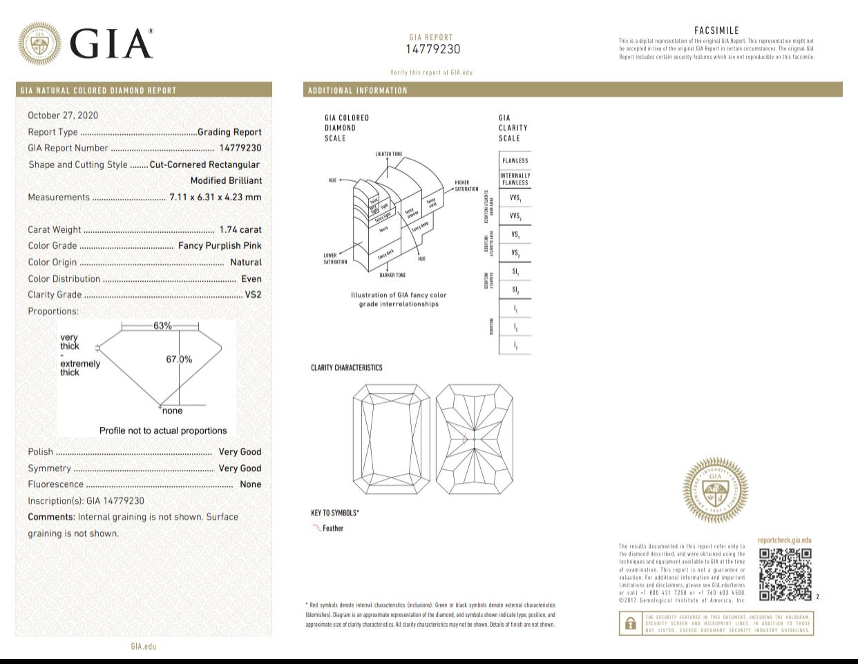 GIA Certified 1.74 Carat Fancy Purplish Pink Diamond Ring In New Condition For Sale In LA, CA